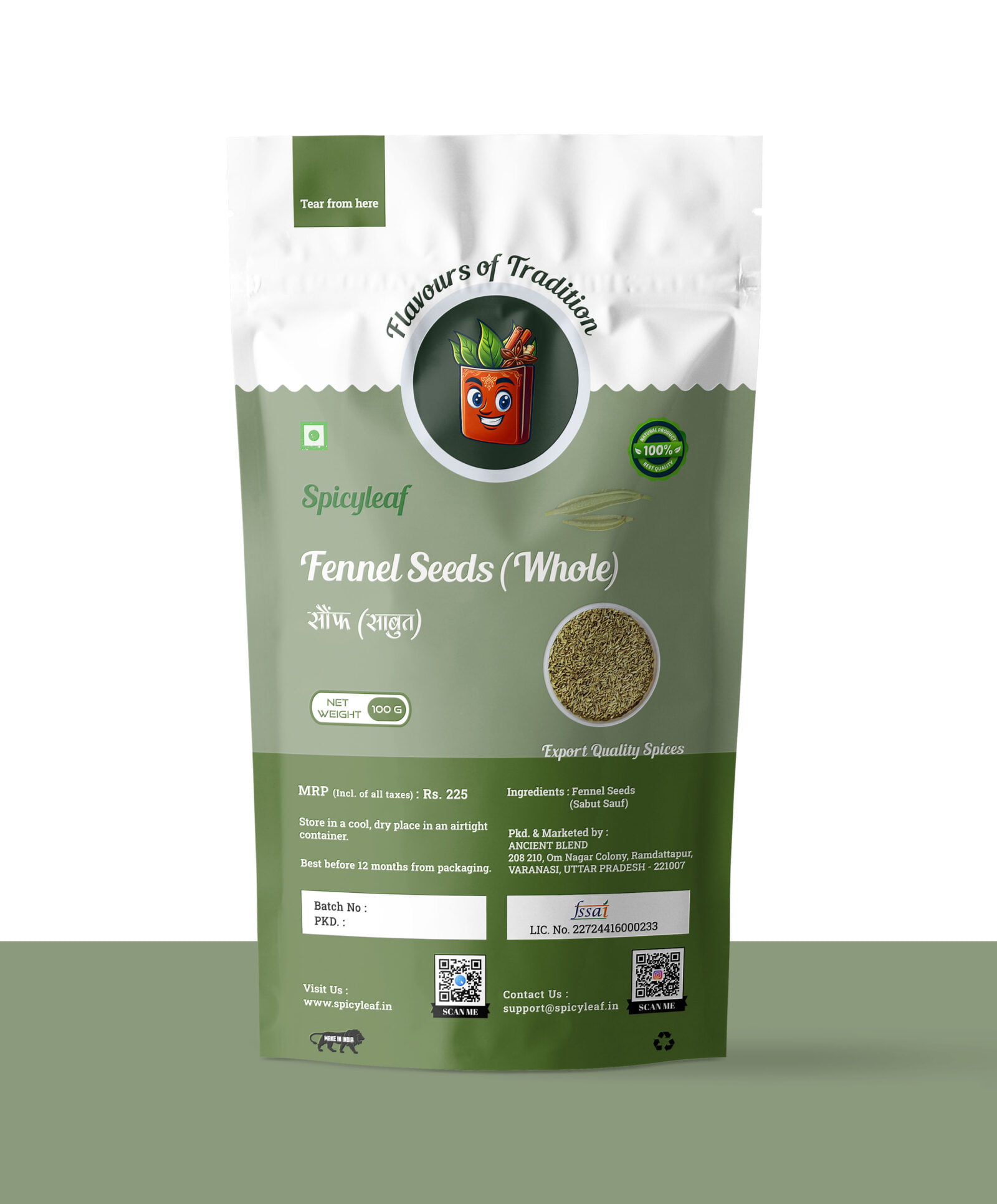 Packaging Fennel Seeds Sauf 100gm